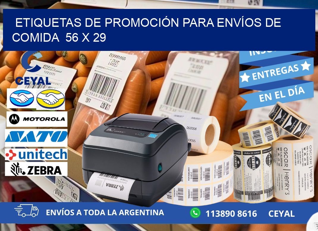 ETIQUETAS DE PROMOCIÓN PARA ENVÍOS DE COMIDA  56 x 29