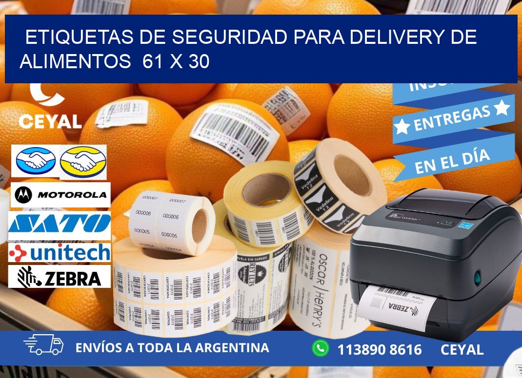 ETIQUETAS DE SEGURIDAD PARA DELIVERY DE ALIMENTOS  61 x 30