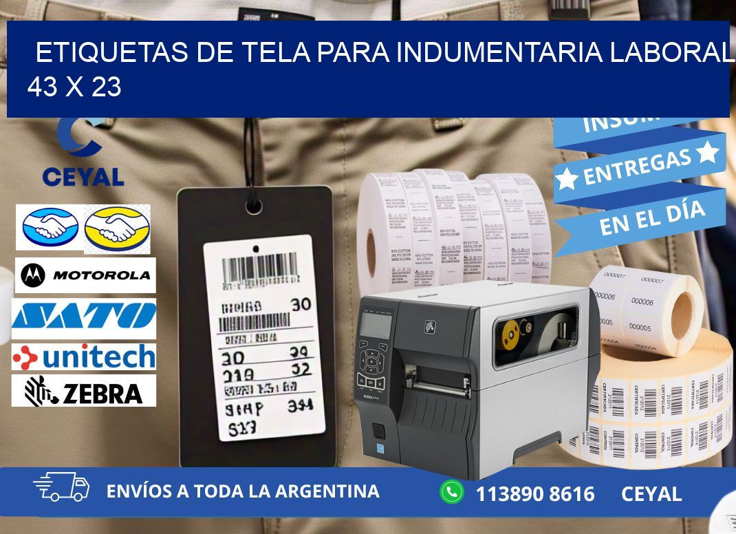 ETIQUETAS DE TELA PARA INDUMENTARIA LABORAL 43 x 23