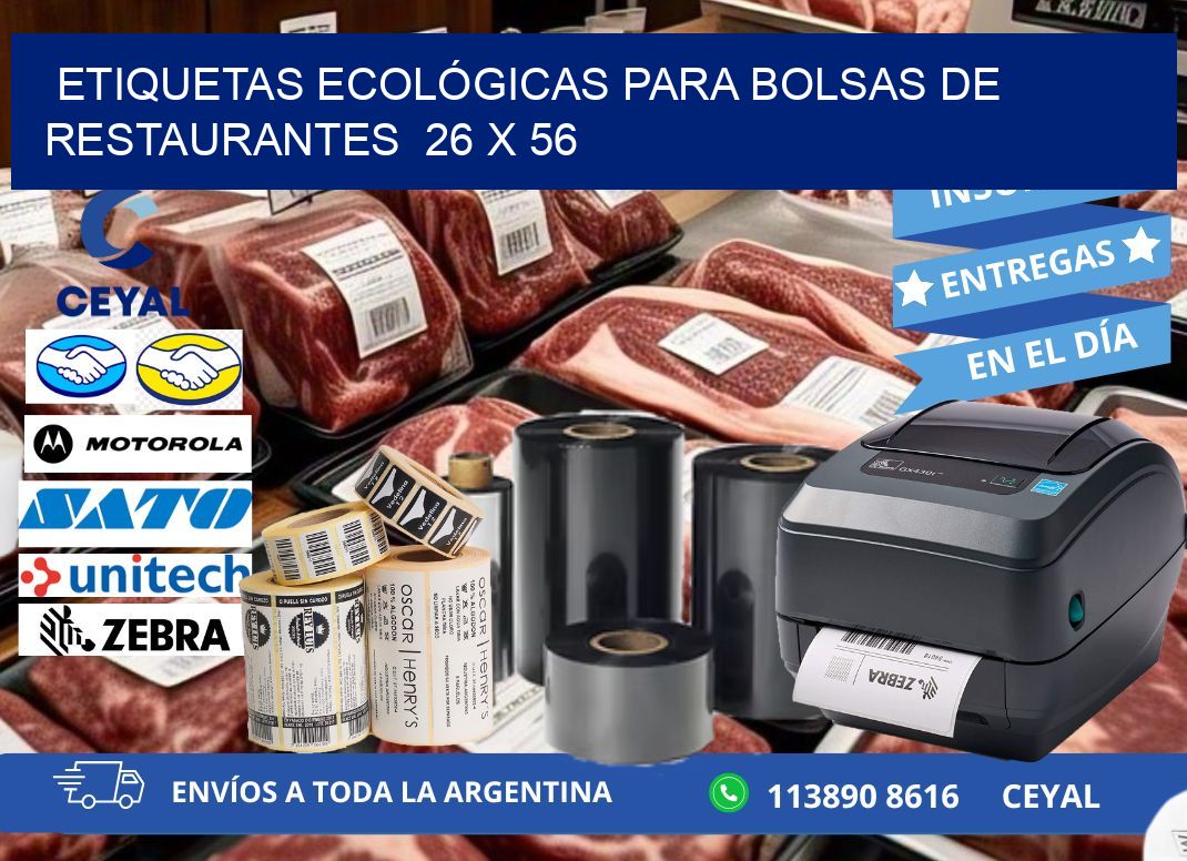 ETIQUETAS ECOLÓGICAS PARA BOLSAS DE RESTAURANTES  26 x 56