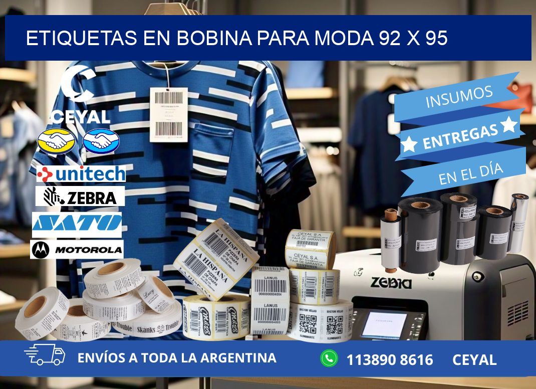 ETIQUETAS EN BOBINA PARA MODA 92 x 95