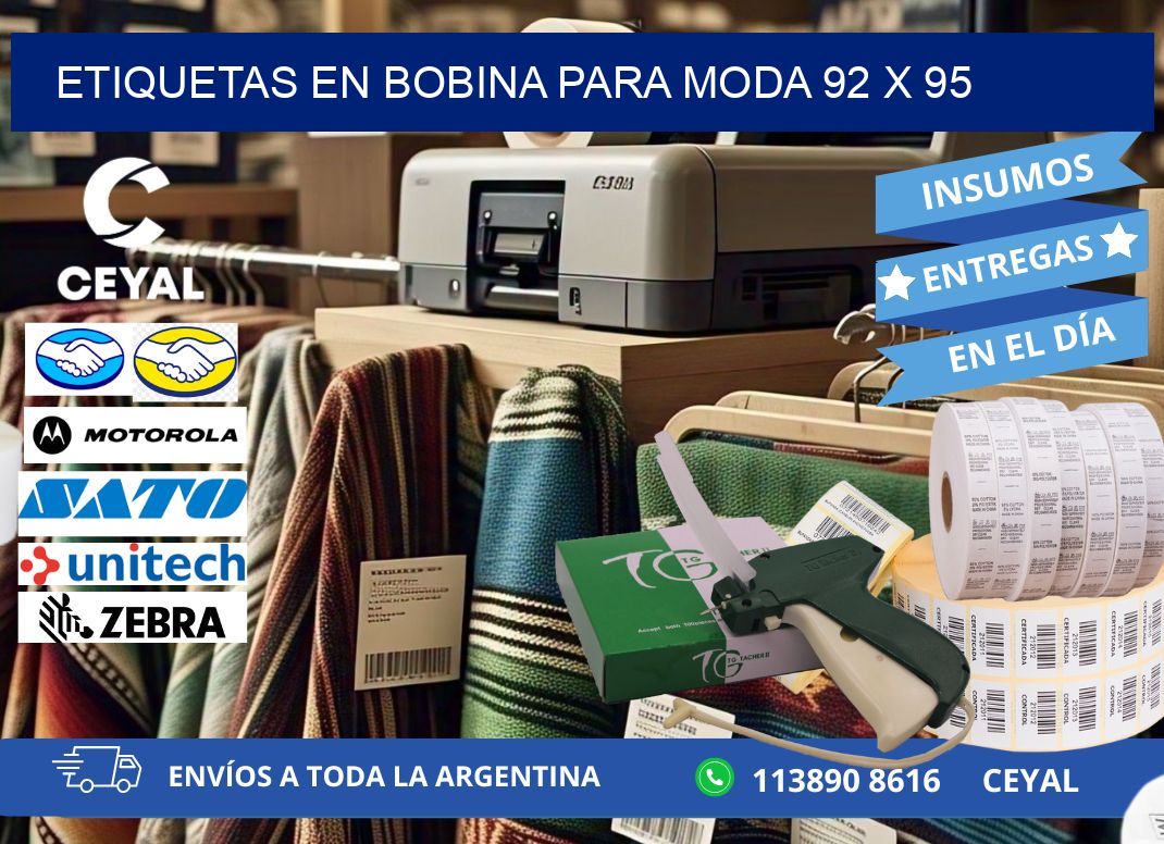 ETIQUETAS EN BOBINA PARA MODA 92 x 95