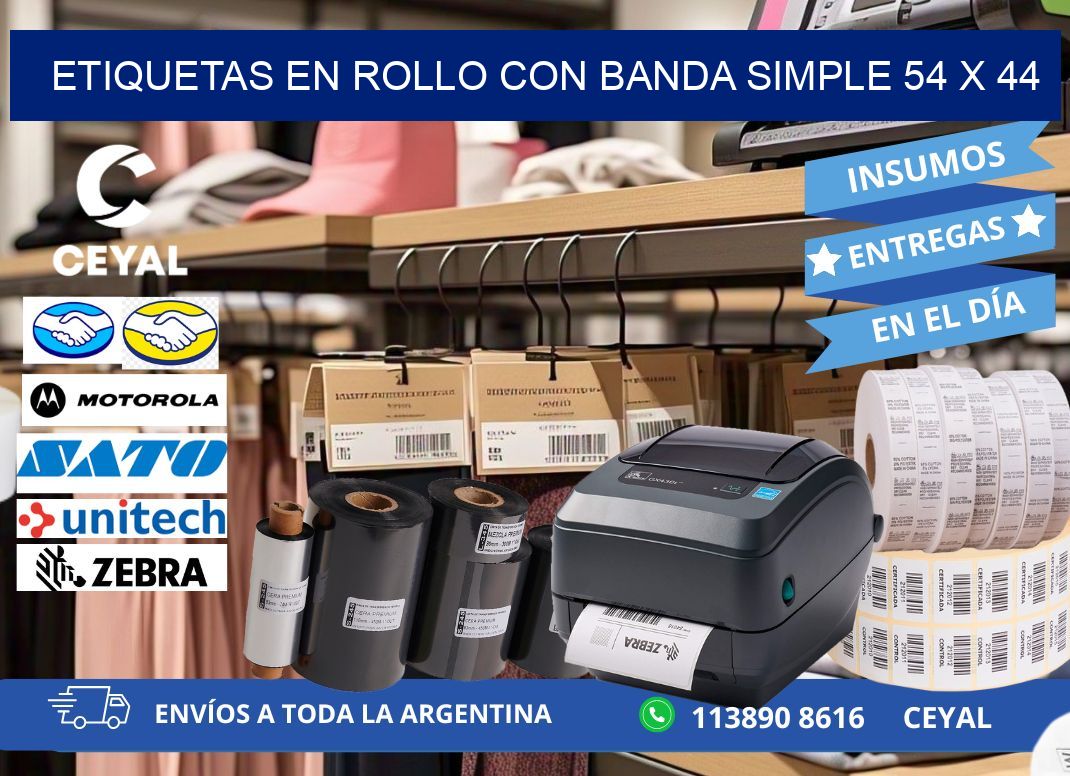 ETIQUETAS EN ROLLO CON BANDA SIMPLE 54 x 44