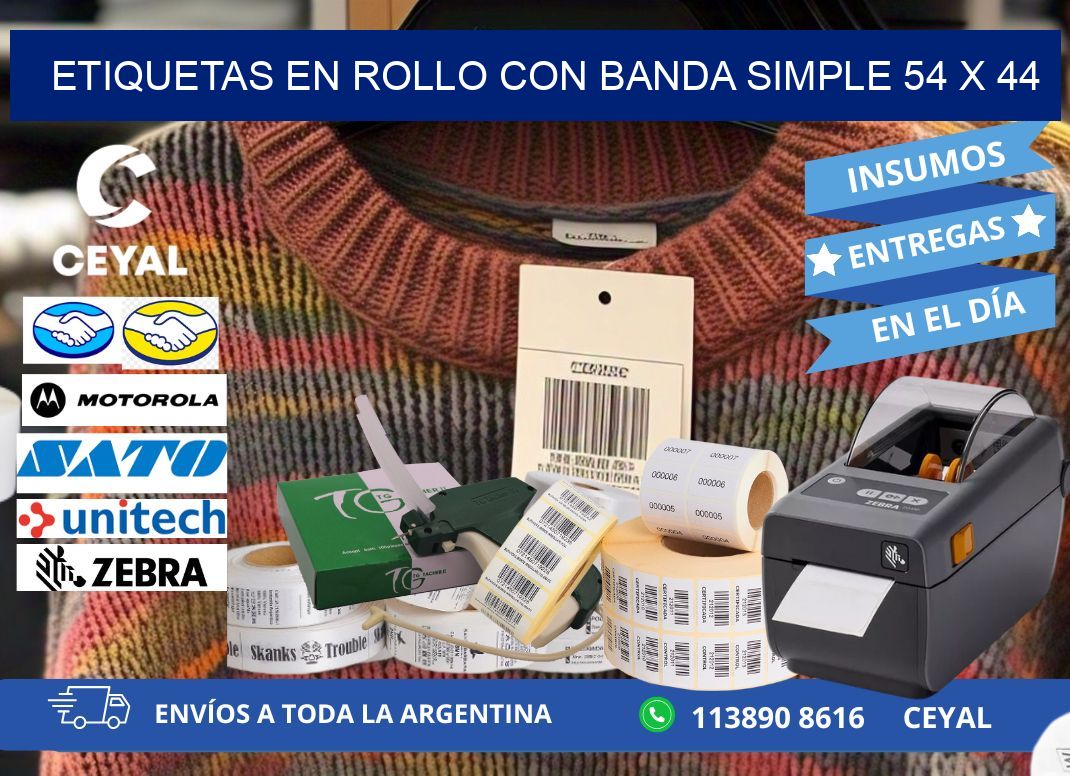 ETIQUETAS EN ROLLO CON BANDA SIMPLE 54 x 44