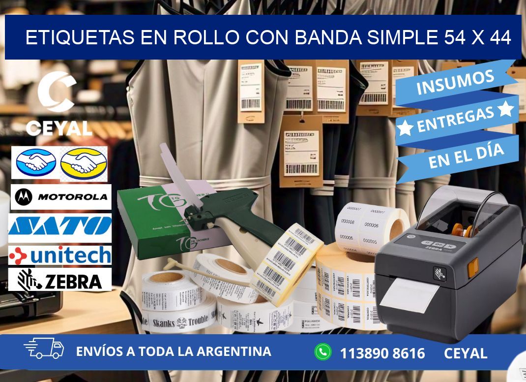 ETIQUETAS EN ROLLO CON BANDA SIMPLE 54 x 44