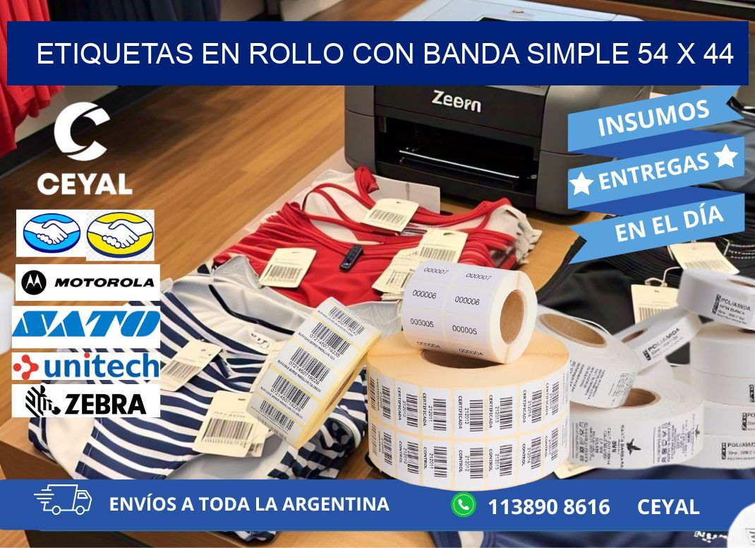 ETIQUETAS EN ROLLO CON BANDA SIMPLE 54 x 44