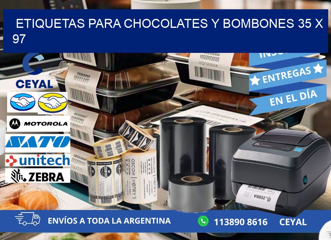 ETIQUETAS PARA CHOCOLATES Y BOMBONES 35 x 97
