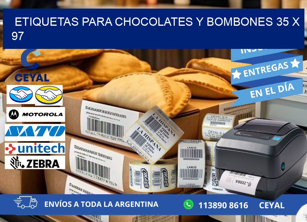ETIQUETAS PARA CHOCOLATES Y BOMBONES 35 x 97