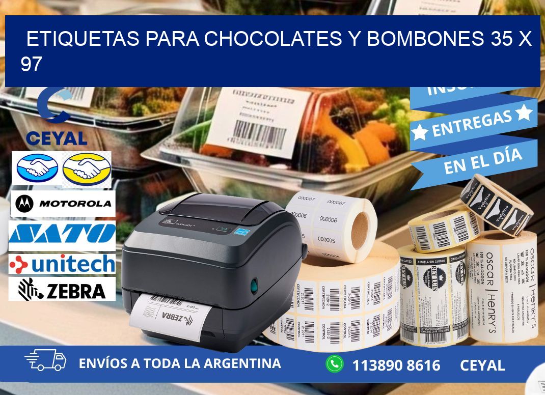 ETIQUETAS PARA CHOCOLATES Y BOMBONES 35 x 97