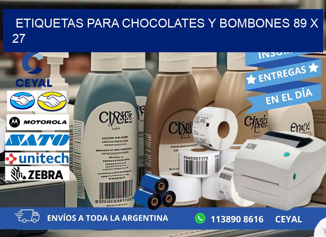 ETIQUETAS PARA CHOCOLATES Y BOMBONES 89 x 27