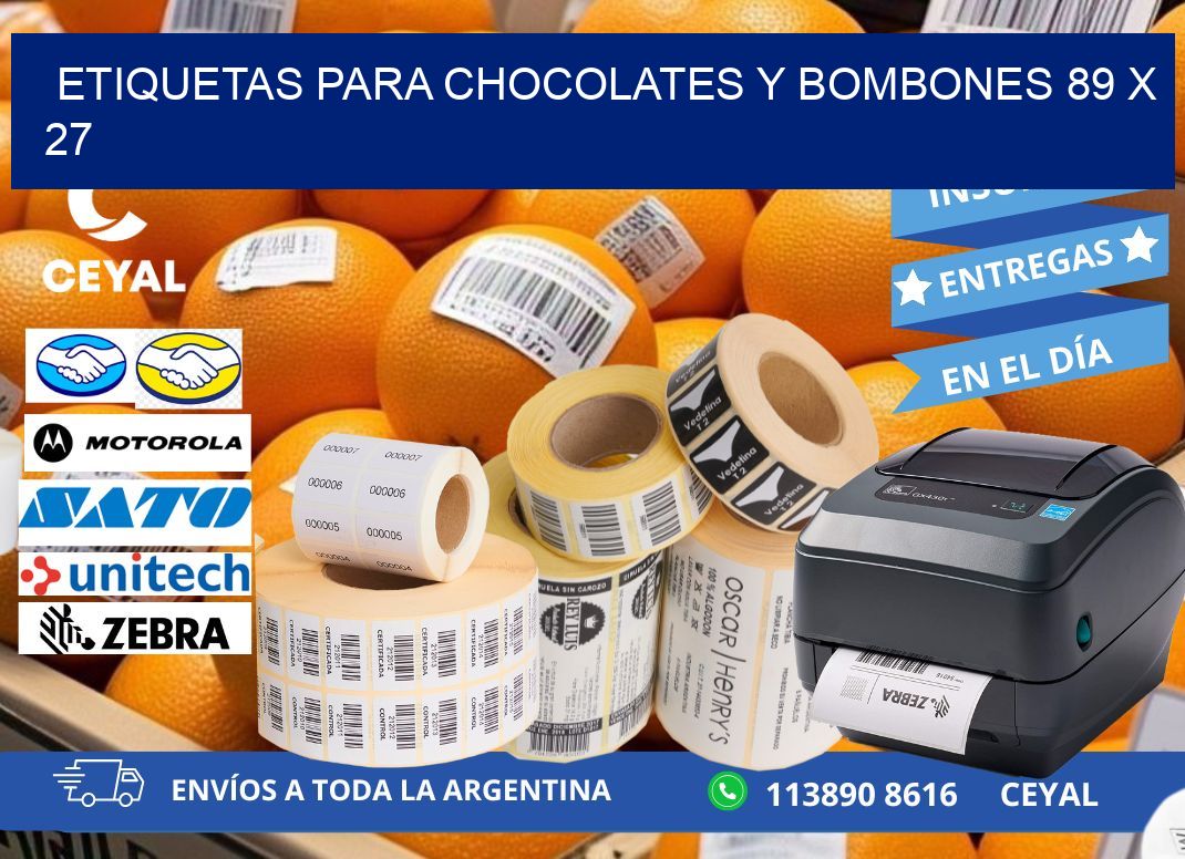 ETIQUETAS PARA CHOCOLATES Y BOMBONES 89 x 27
