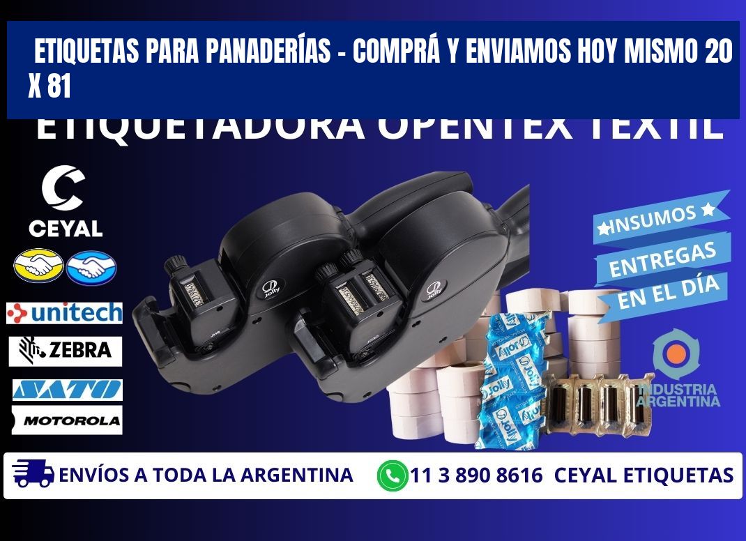 ETIQUETAS PARA PANADERÍAS – COMPRÁ Y ENVIAMOS HOY MISMO 20 x 81