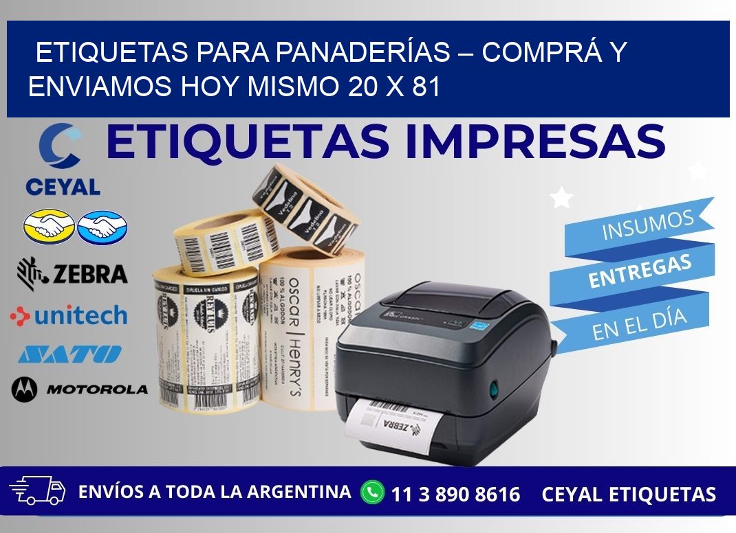 ETIQUETAS PARA PANADERÍAS – COMPRÁ Y ENVIAMOS HOY MISMO 20 x 81