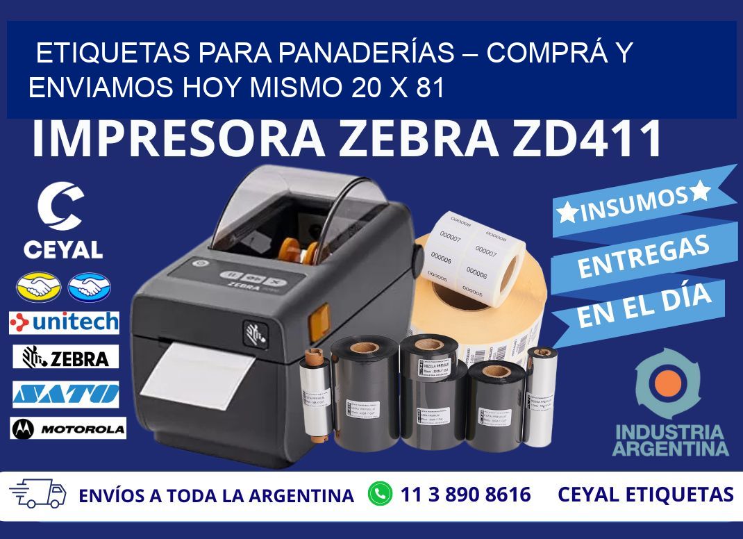 ETIQUETAS PARA PANADERÍAS – COMPRÁ Y ENVIAMOS HOY MISMO 20 x 81