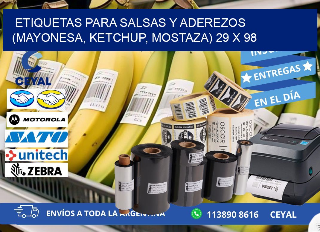 ETIQUETAS PARA SALSAS Y ADEREZOS (MAYONESA, KETCHUP, MOSTAZA) 29 x 98