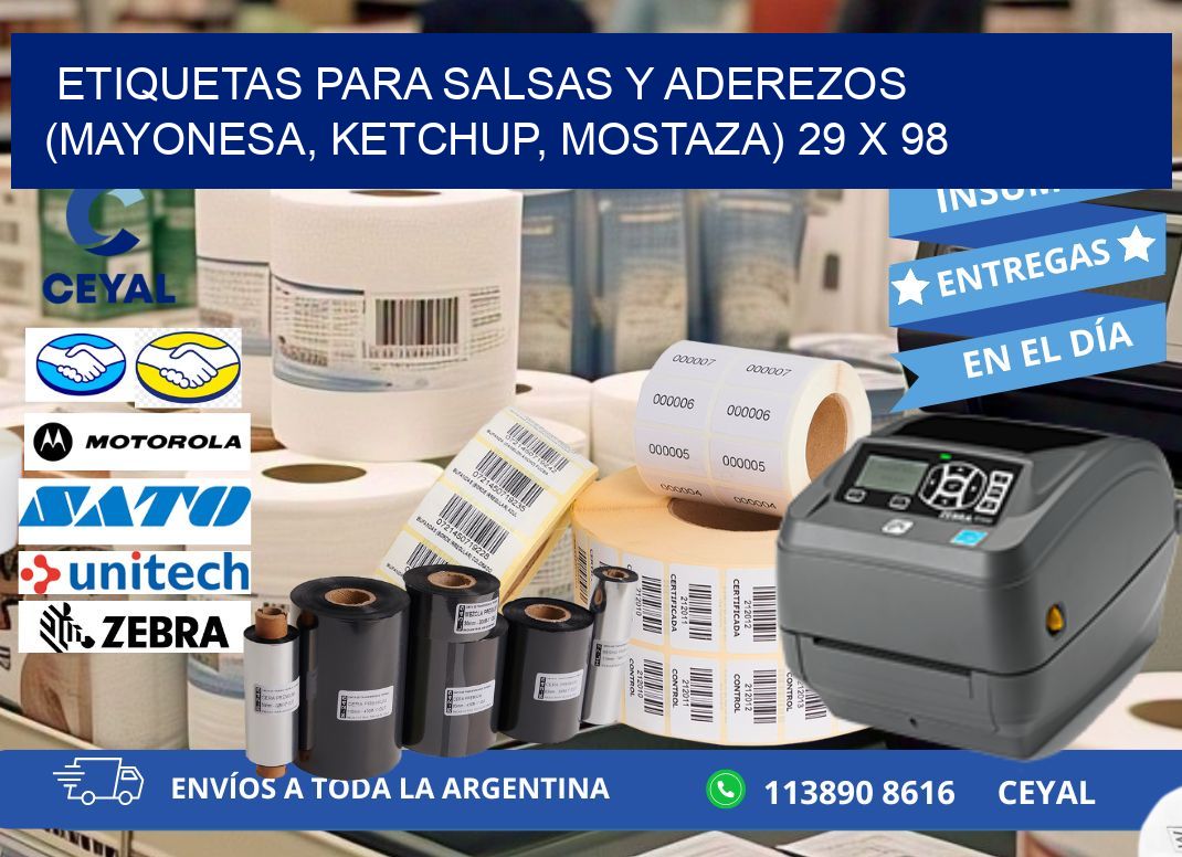 ETIQUETAS PARA SALSAS Y ADEREZOS (MAYONESA, KETCHUP, MOSTAZA) 29 x 98