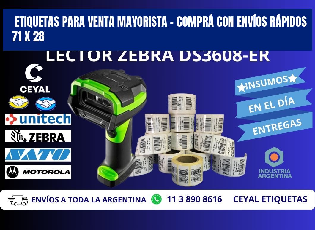 ETIQUETAS PARA VENTA MAYORISTA – COMPRÁ CON ENVÍOS RÁPIDOS 71 x 28