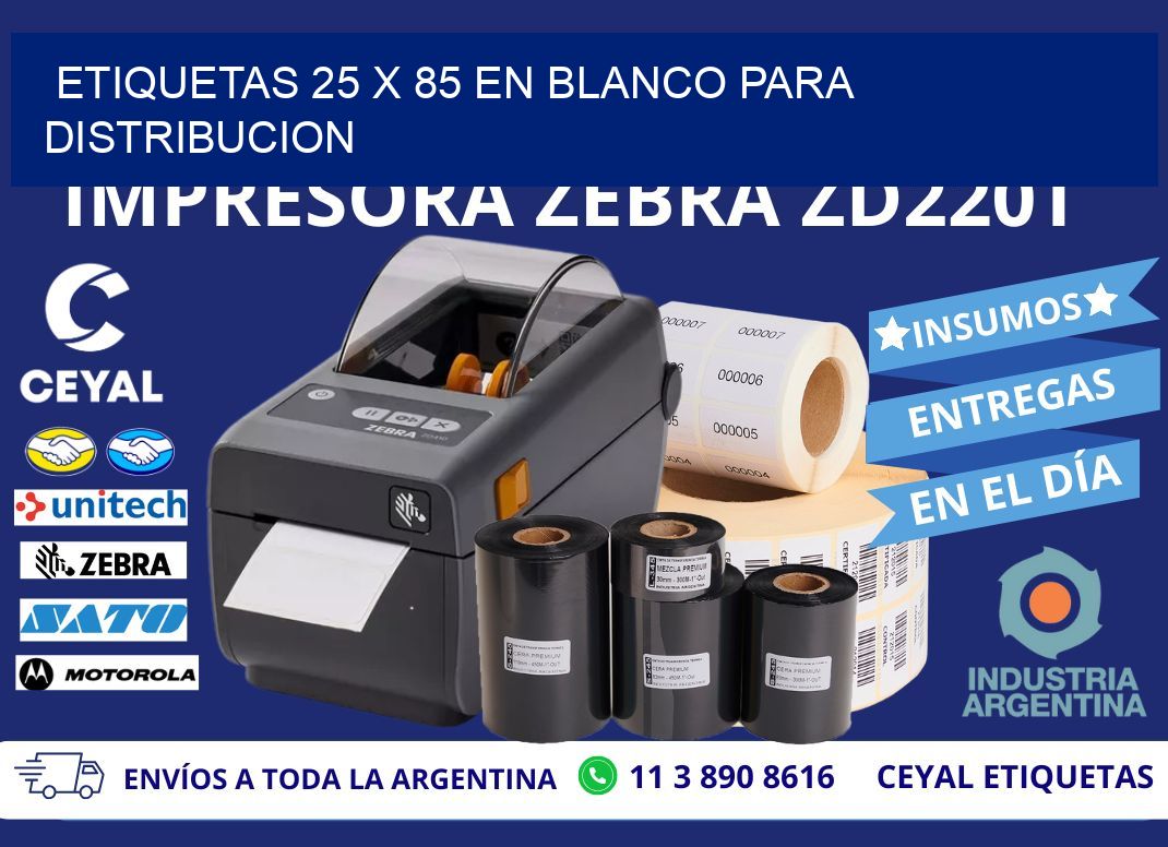 Etiquetas 25 x 85 en blanco para distribucion