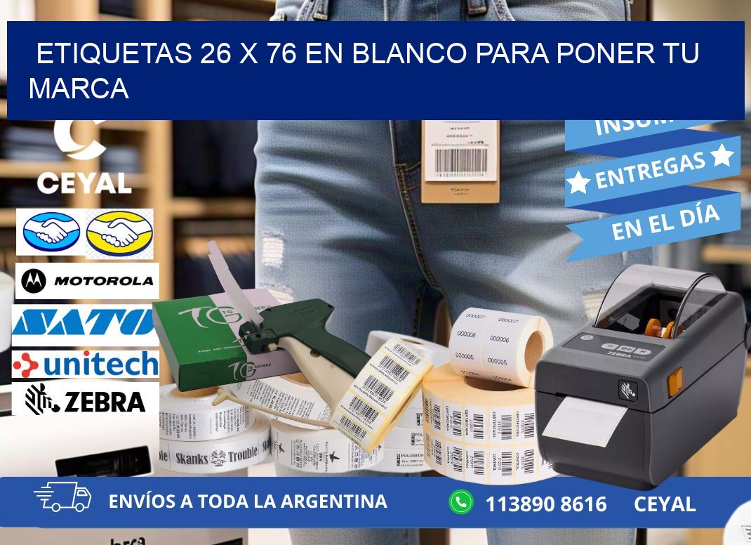 Etiquetas 26 x 76 en blanco para poner tu marca