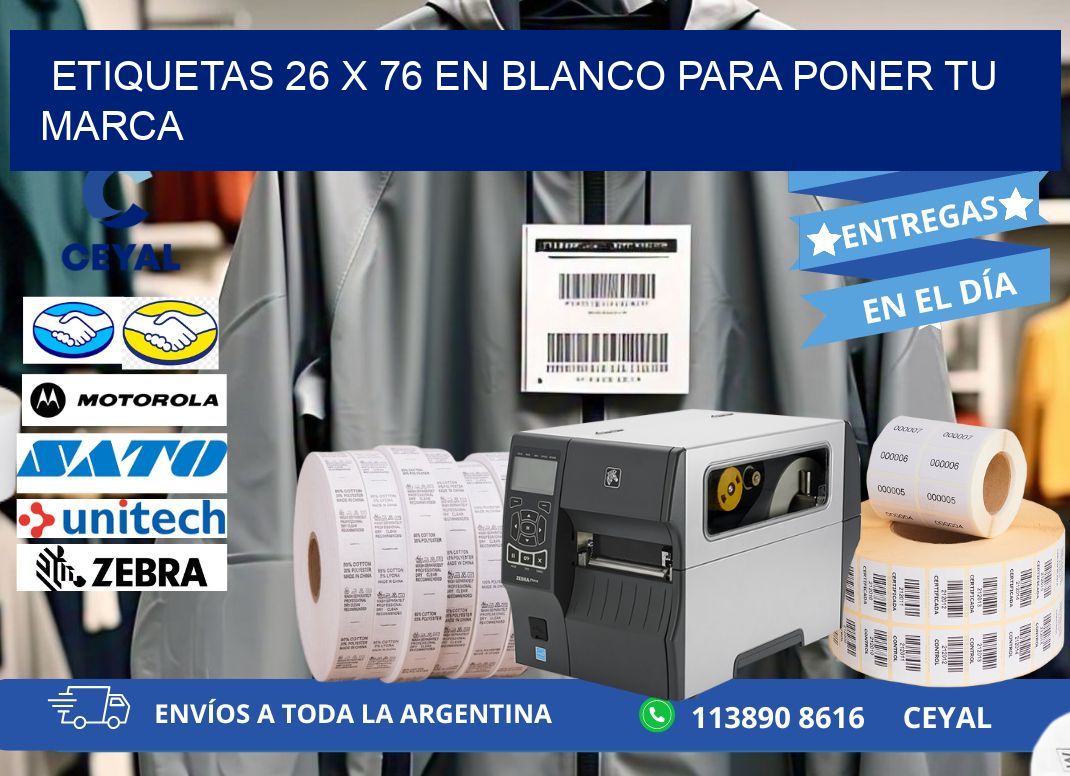 Etiquetas 26 x 76 en blanco para poner tu marca