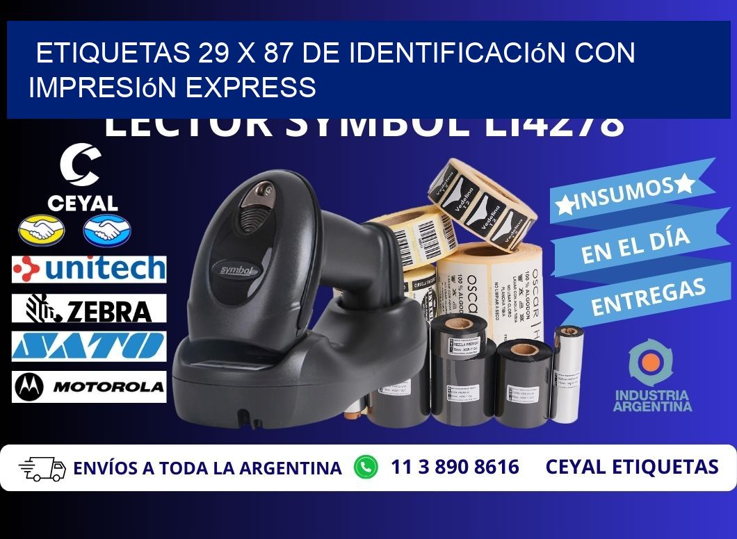 Etiquetas 29 x 87 de Identificación con Impresión Express