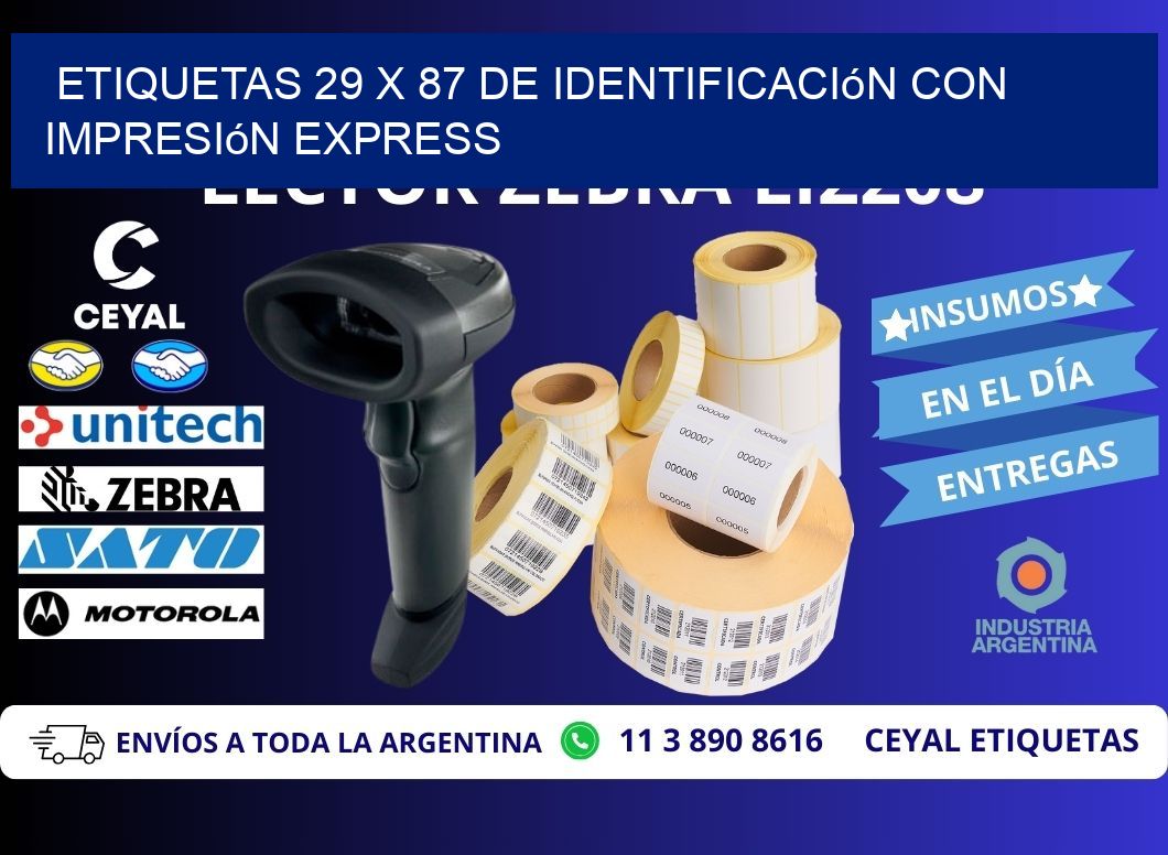 Etiquetas 29 x 87 de Identificación con Impresión Express
