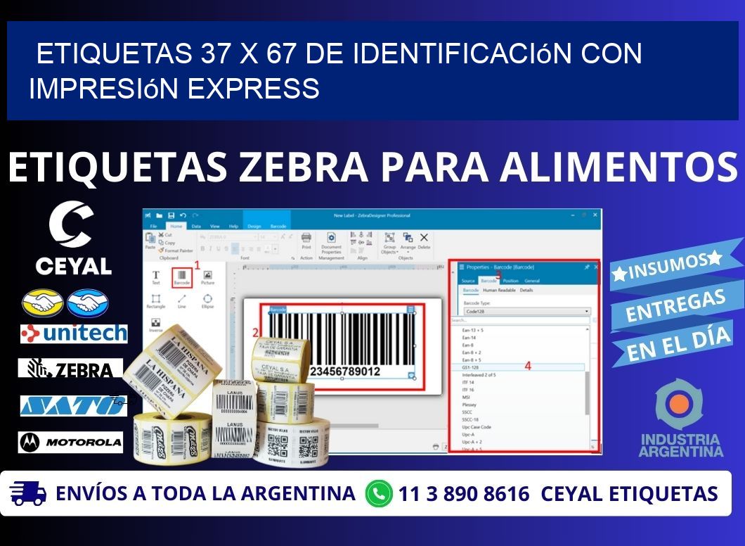 Etiquetas 37 x 67 de Identificación con Impresión Express