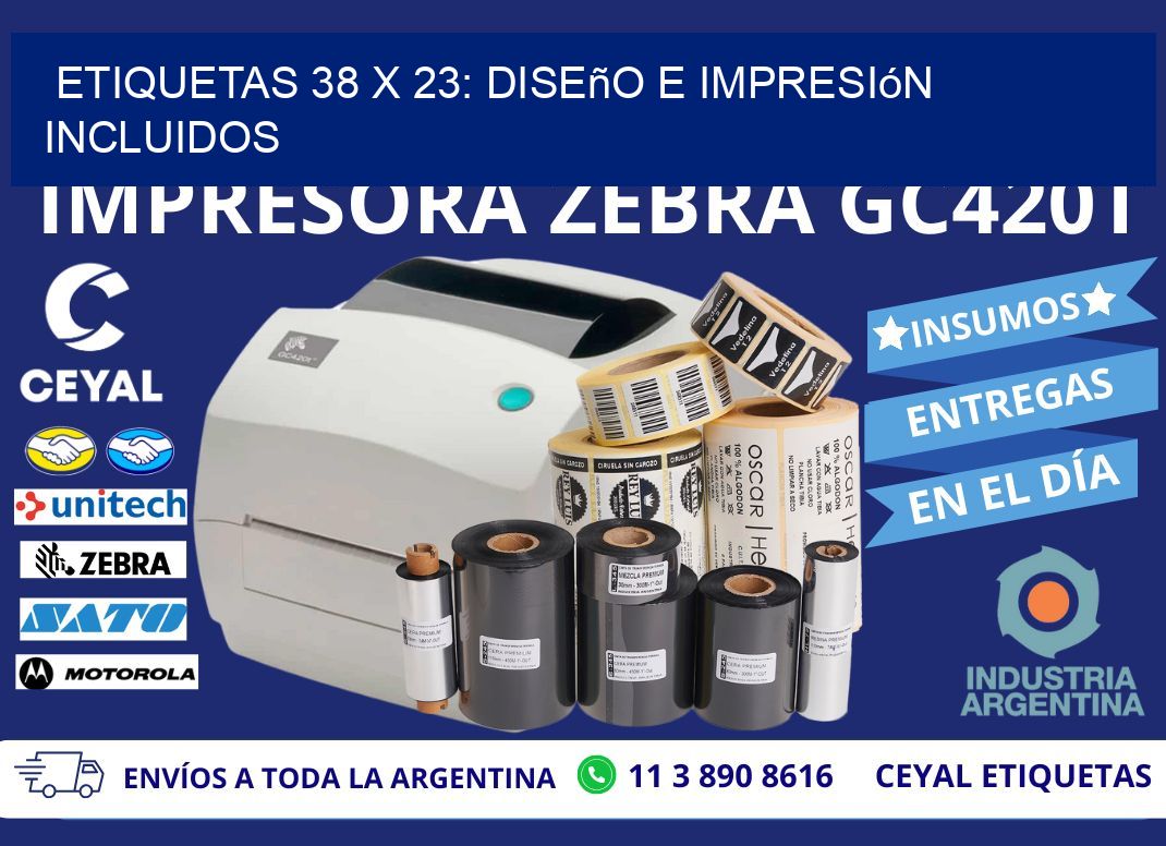 Etiquetas 38 x 23: Diseño e Impresión Incluidos