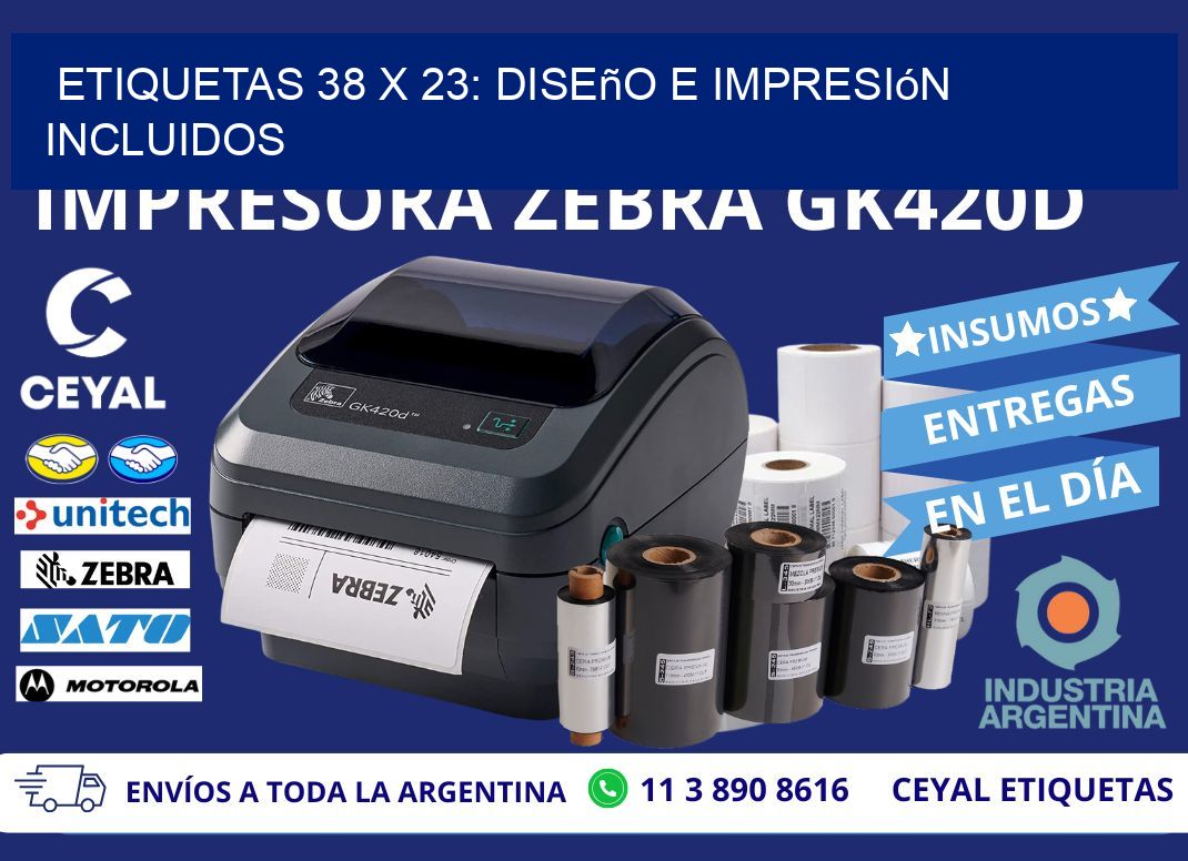 Etiquetas 38 x 23: Diseño e Impresión Incluidos