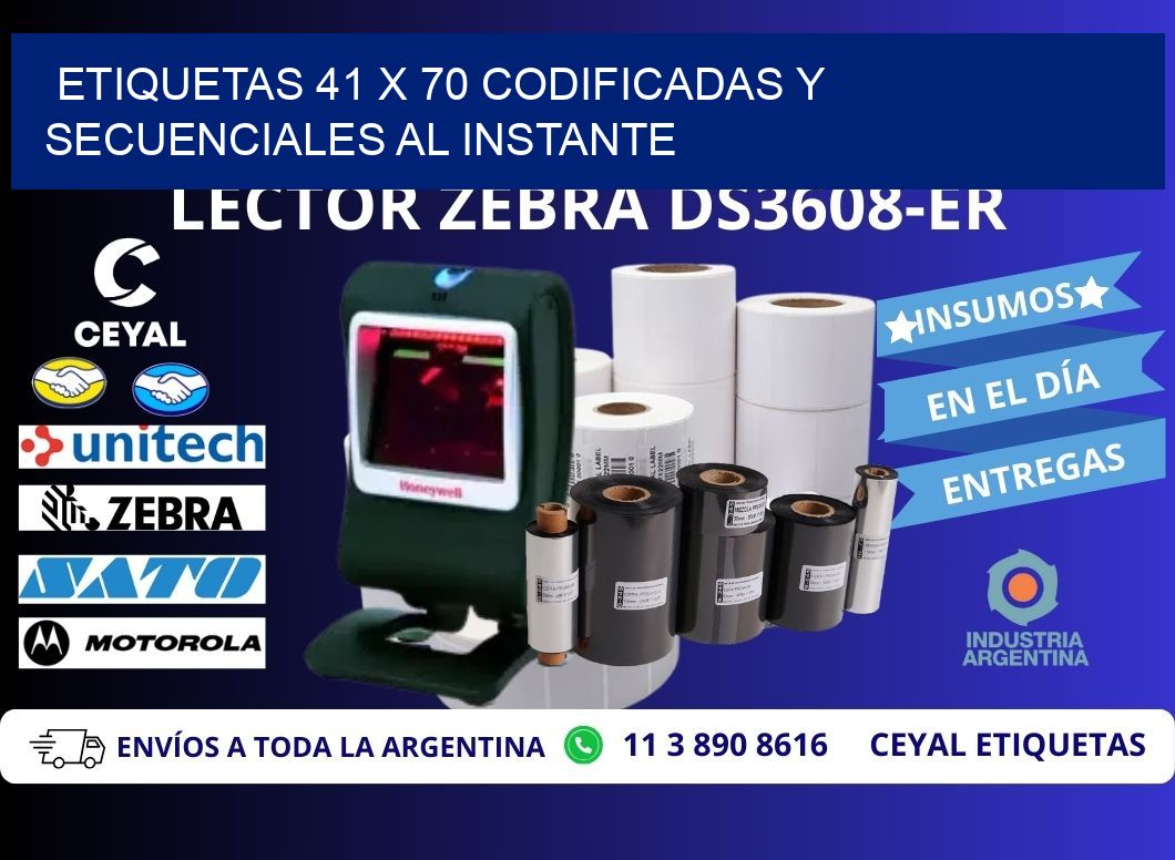Etiquetas 41 x 70 Codificadas y Secuenciales al Instante