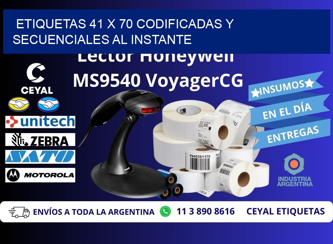 Etiquetas 41 x 70 Codificadas y Secuenciales al Instante