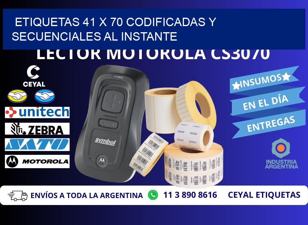 Etiquetas 41 x 70 Codificadas y Secuenciales al Instante