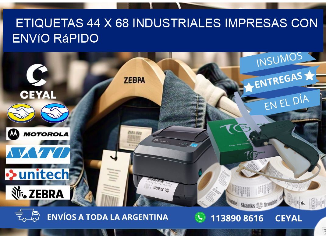 Etiquetas 44 x 68 Industriales Impresas con Envío Rápido
