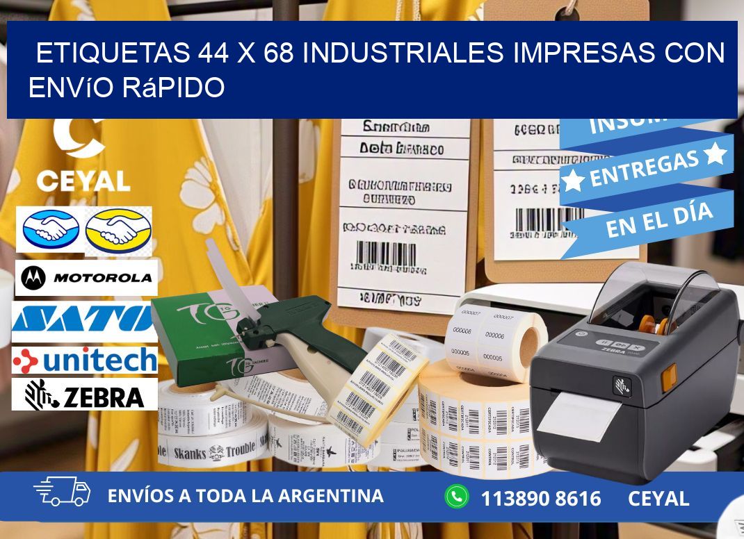 Etiquetas 44 x 68 Industriales Impresas con Envío Rápido