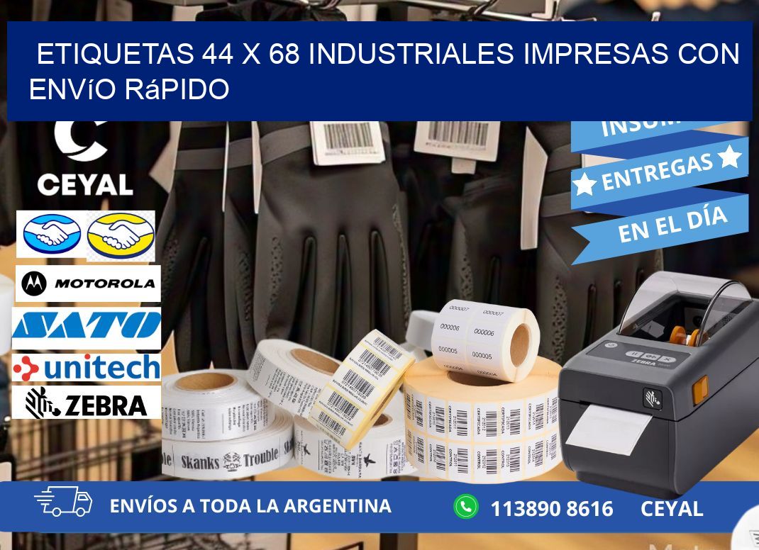 Etiquetas 44 x 68 Industriales Impresas con Envío Rápido