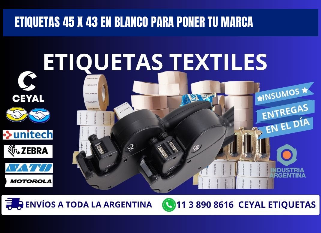 Etiquetas 45 x 43 en blanco para poner tu marca