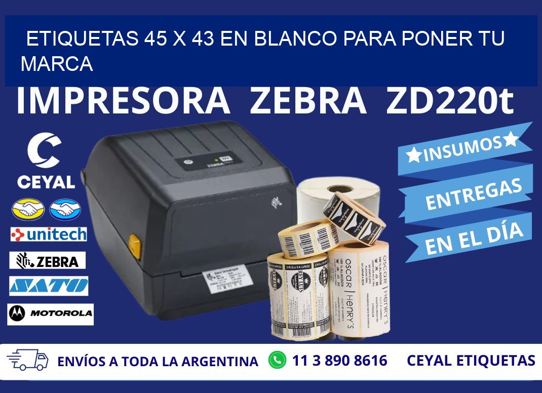 Etiquetas 45 x 43 en blanco para poner tu marca