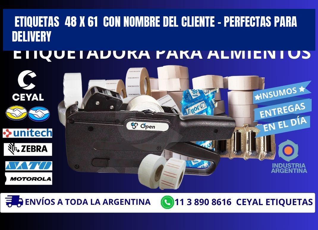 Etiquetas  48 x 61  con Nombre del Cliente – Perfectas para Delivery