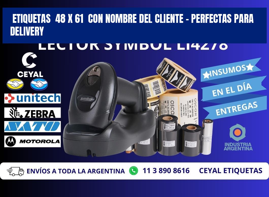 Etiquetas  48 x 61  con Nombre del Cliente – Perfectas para Delivery