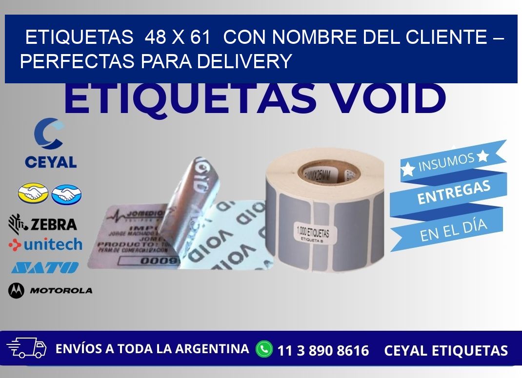 Etiquetas  48 x 61  con Nombre del Cliente – Perfectas para Delivery