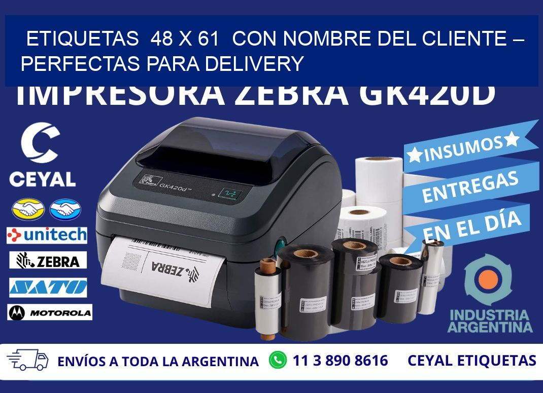 Etiquetas  48 x 61  con Nombre del Cliente – Perfectas para Delivery