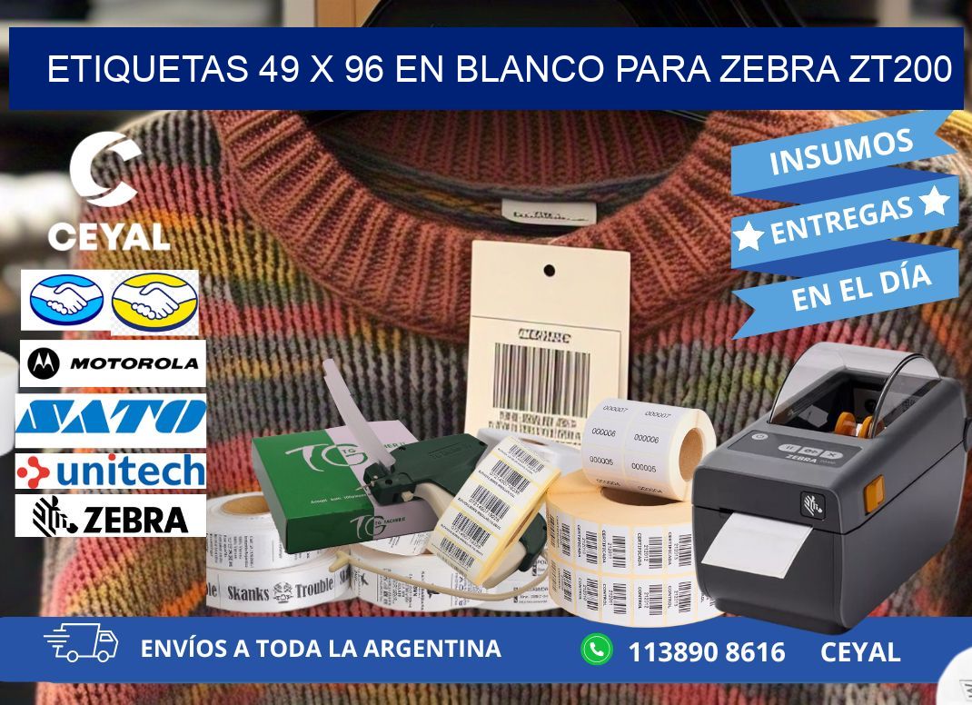 Etiquetas 49 x 96 en blanco para zebra zt200