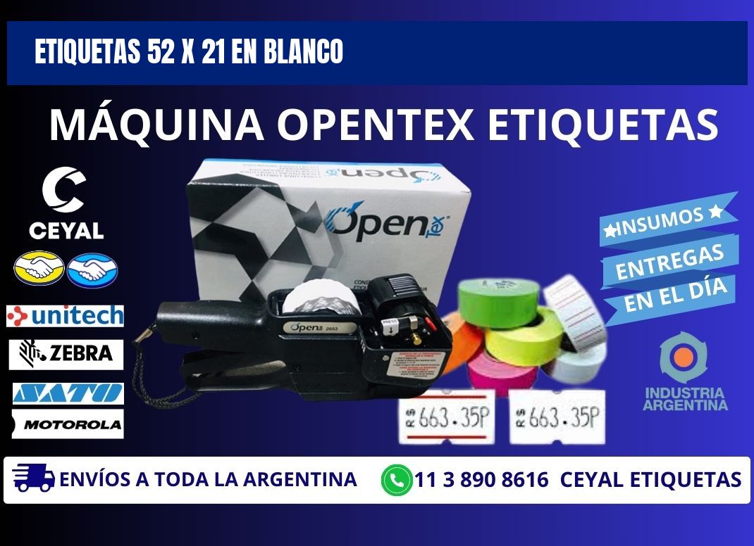 Etiquetas 52 x 21 en blanco