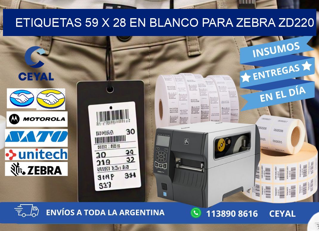 Etiquetas 59 x 28 en blanco para zebra zd220