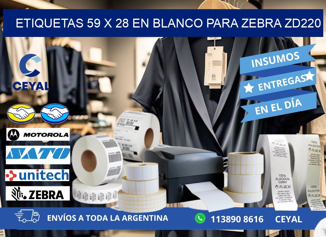 Etiquetas 59 x 28 en blanco para zebra zd220