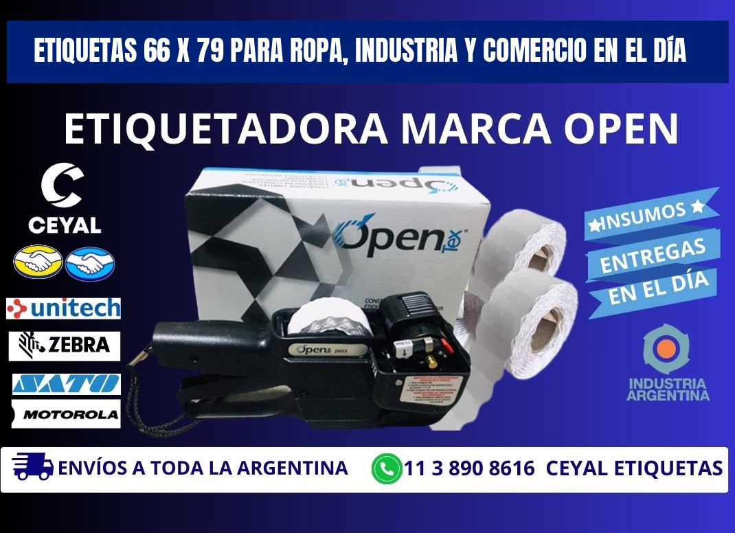 Etiquetas 66 x 79 para Ropa, Industria y Comercio en el Día