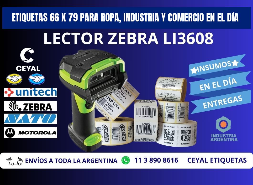 Etiquetas 66 x 79 para Ropa, Industria y Comercio en el Día