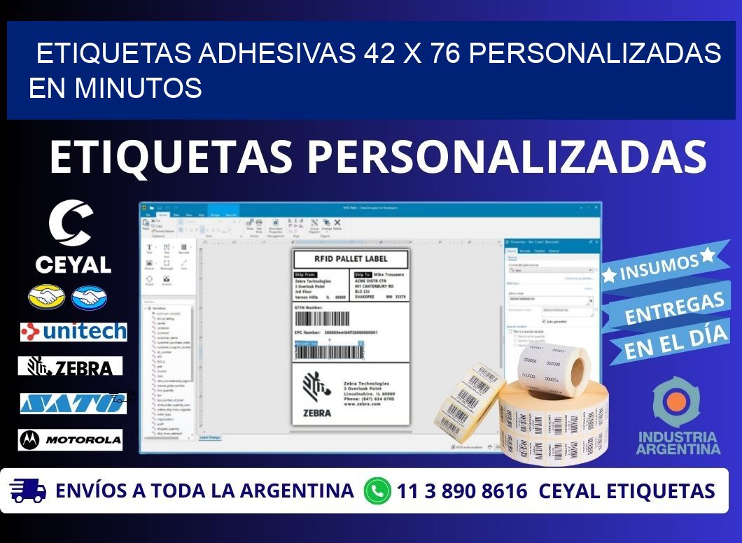 Etiquetas Adhesivas 42 x 76 Personalizadas en Minutos