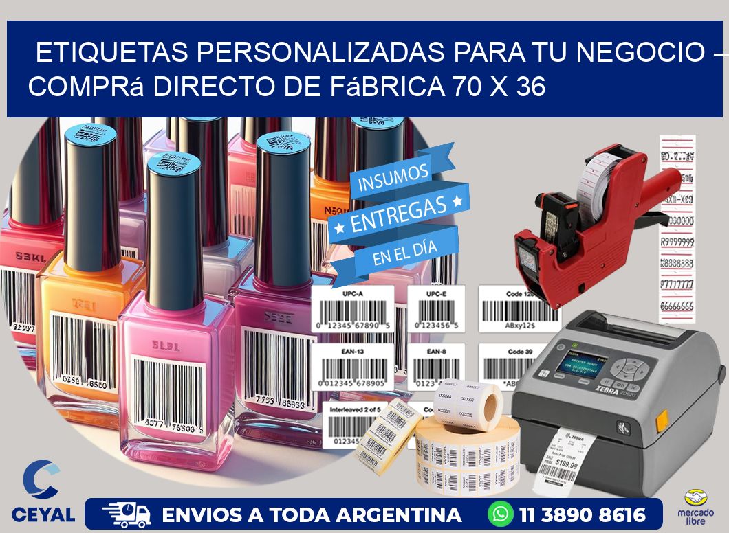 Etiquetas Personalizadas para Tu Negocio – Comprá Directo de Fábrica 70 x 36