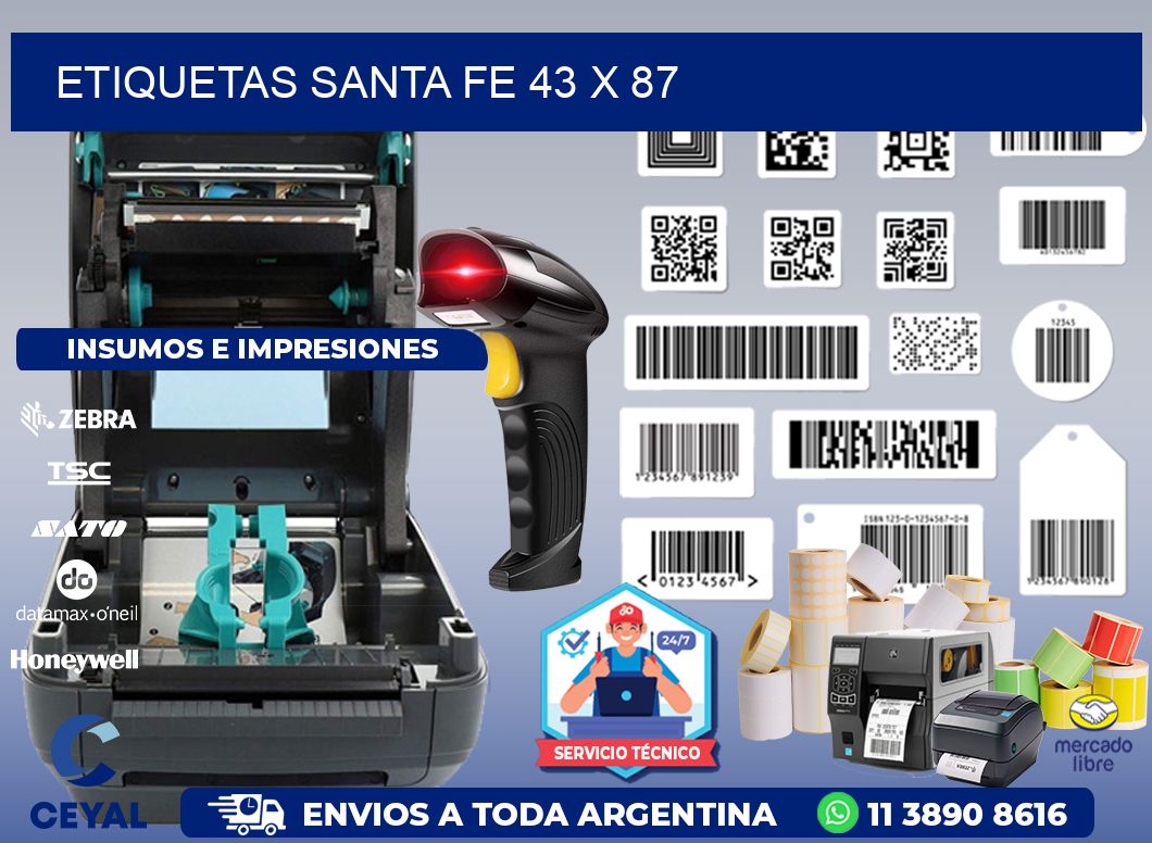 Etiquetas Santa Fe 43 x 87